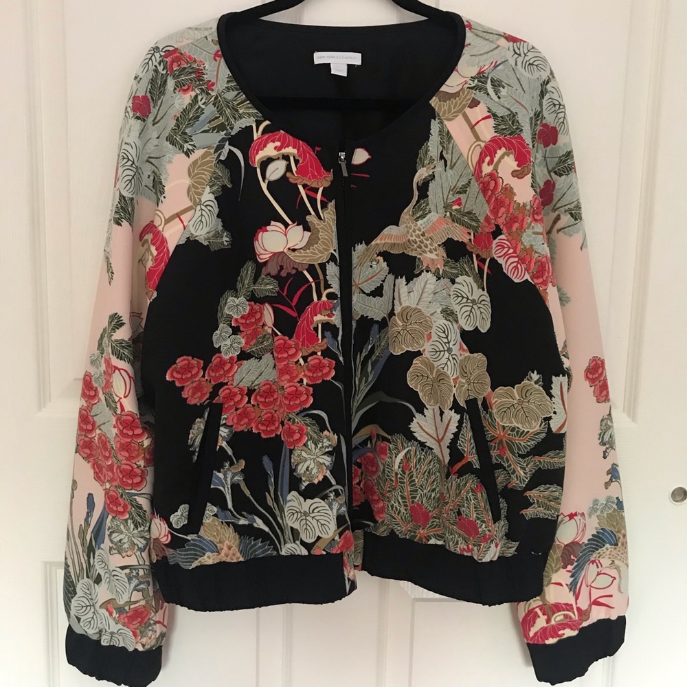 New York and Co. floral bomber jacket